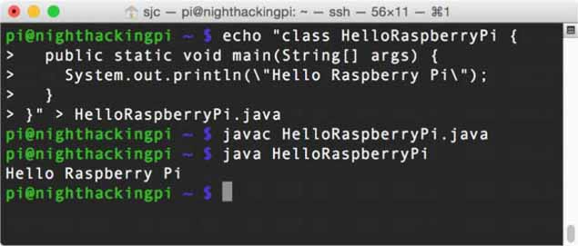 Output of the HelloRaspberryPi application