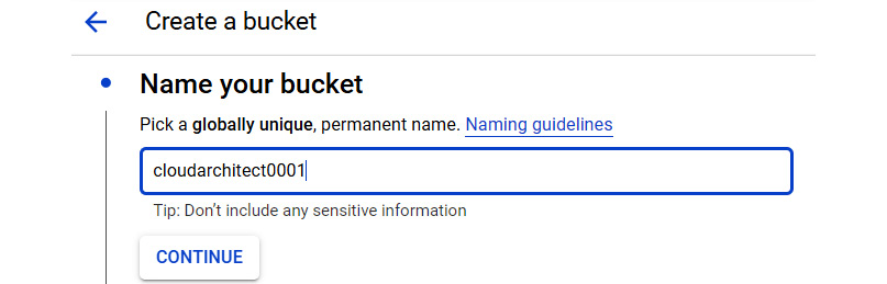 Figure 11.5 – Name your bucket 