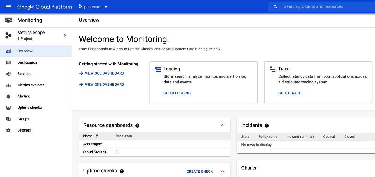 Figure 17.3 – Cloud Monitoring Overview screen 