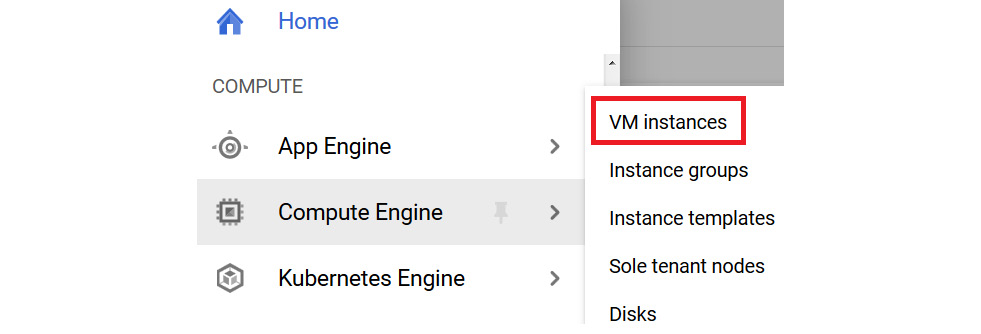 Figure 4.1 – Browsing to VM instances 