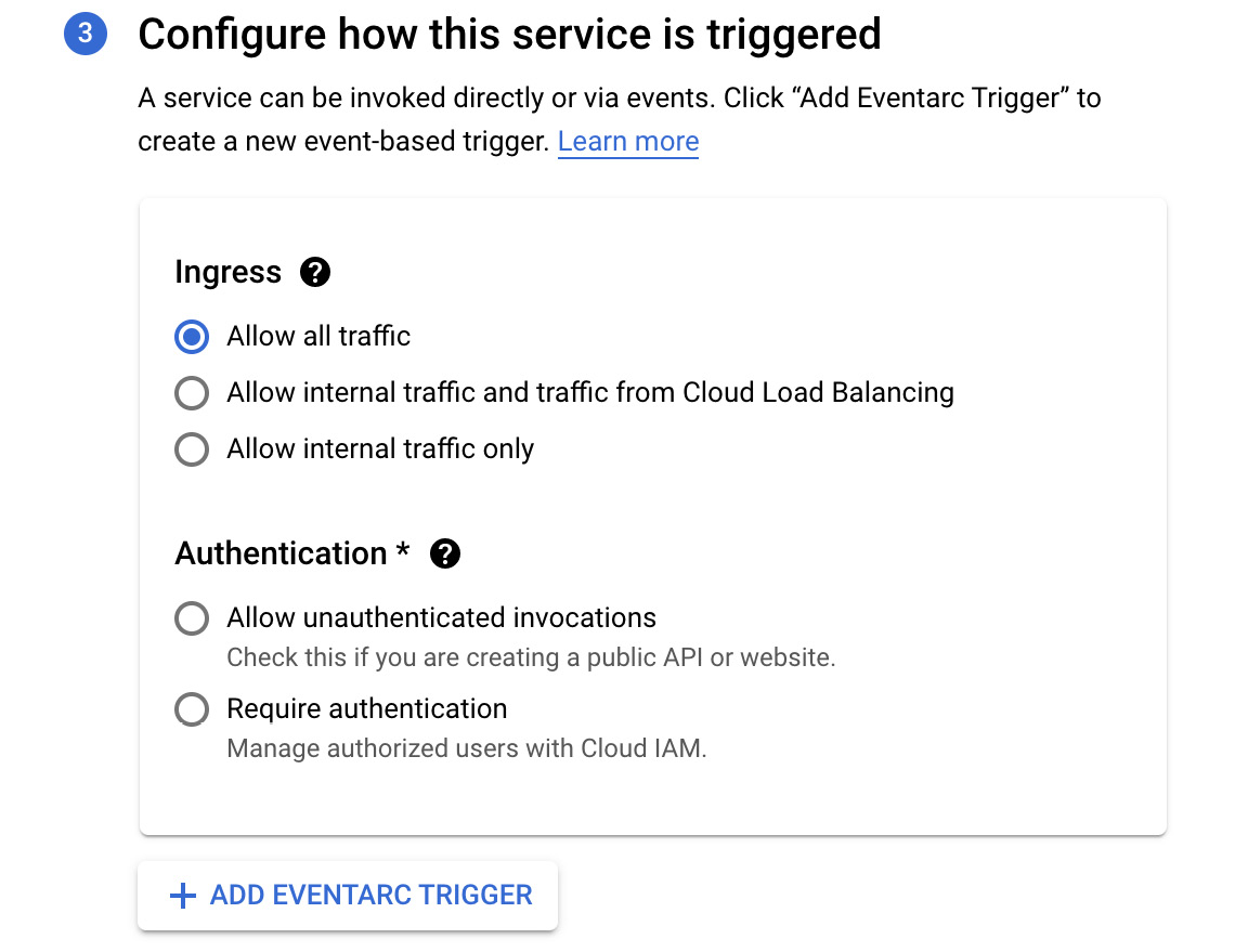 Figure 7.13 – Configure how this service is triggered 