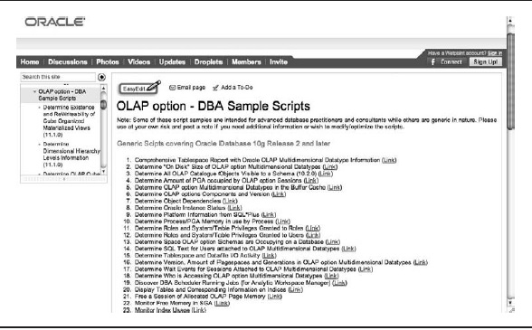 Oracle OLAP DBA scripts on the Oracle wiki